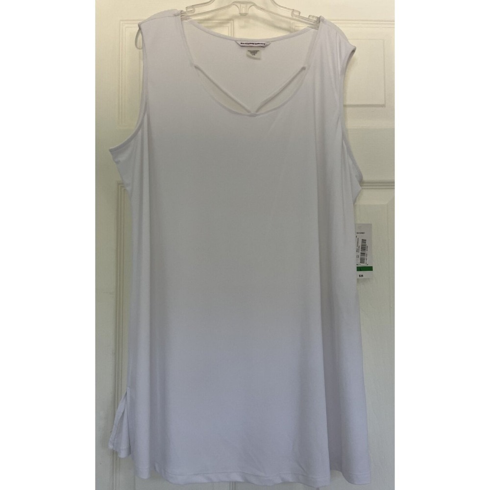 Allison Daley Women's Sleeveless Knit Tank Top white strapy NWT LONG COMFY